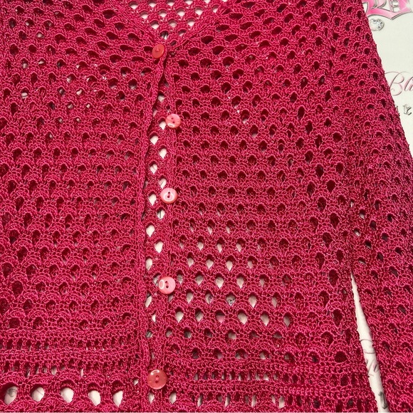 Hawaii cardigan pink mesh crochet button up stunning beach vibes beach bum 🏝️ - Picture 3 of 11